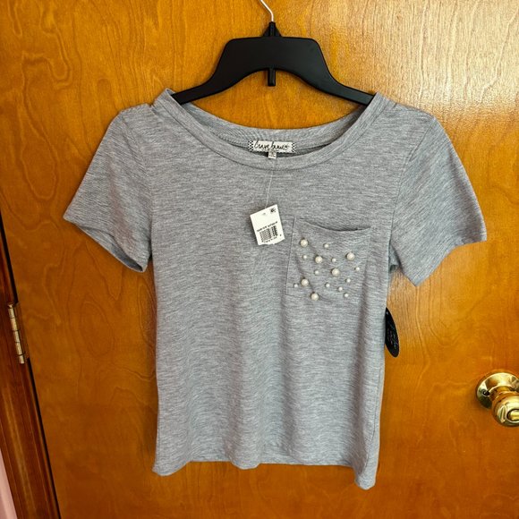 Crave Frame Pearl Pocket Almost Famous Heather Gray Shirt - Picture 2 of 10